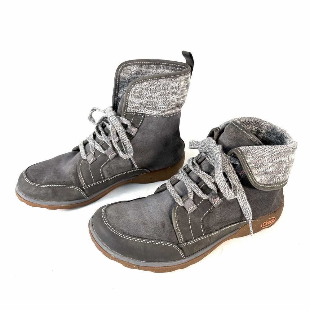 Chaco Barbary Hiking Boots Castlerock Gray Waterproof Leather Women's 9 J106392